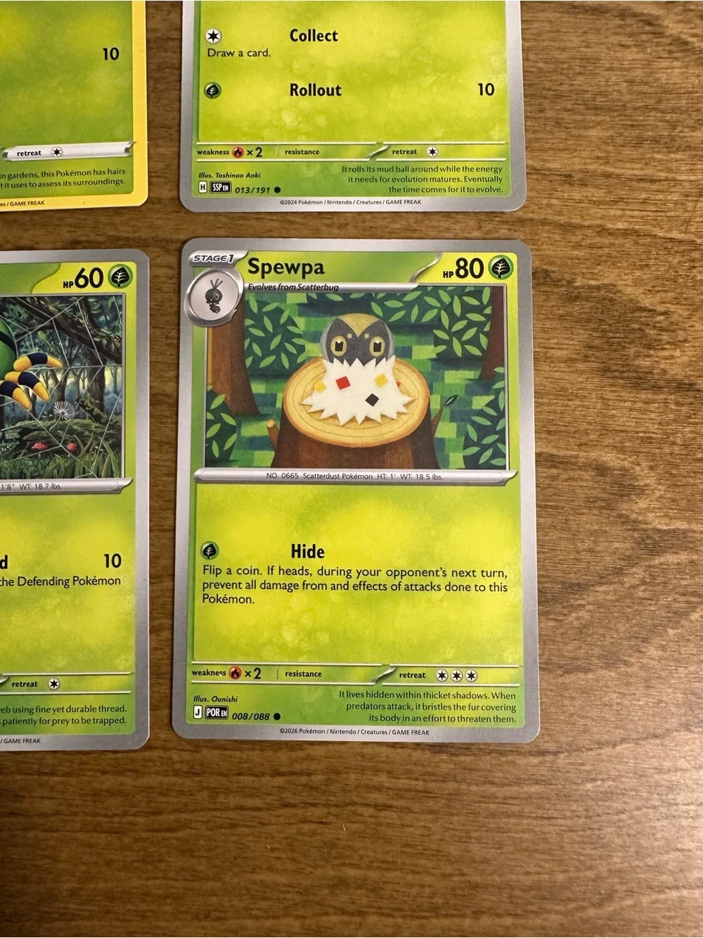 Lot of 4 Bug Pokemon Cards NM